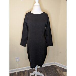 Nina Leonard black long sleeve sweater dress, bodycon, women size Large